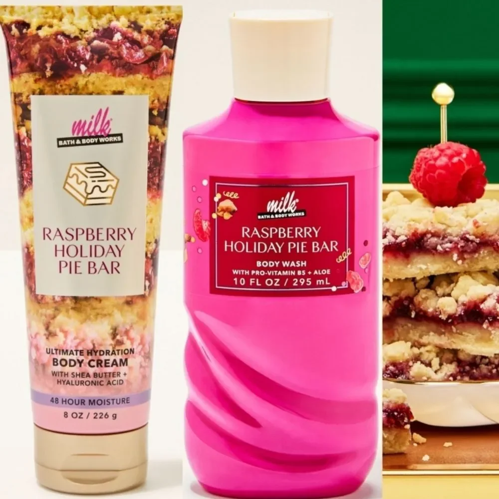 Milk Bar Raspberry Holiday Pie Bar Body Wash & Body Cream Set by Bath Body Works